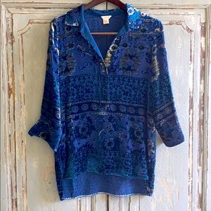 Sundance Velvet Flowered Tunic Top, Women’s M